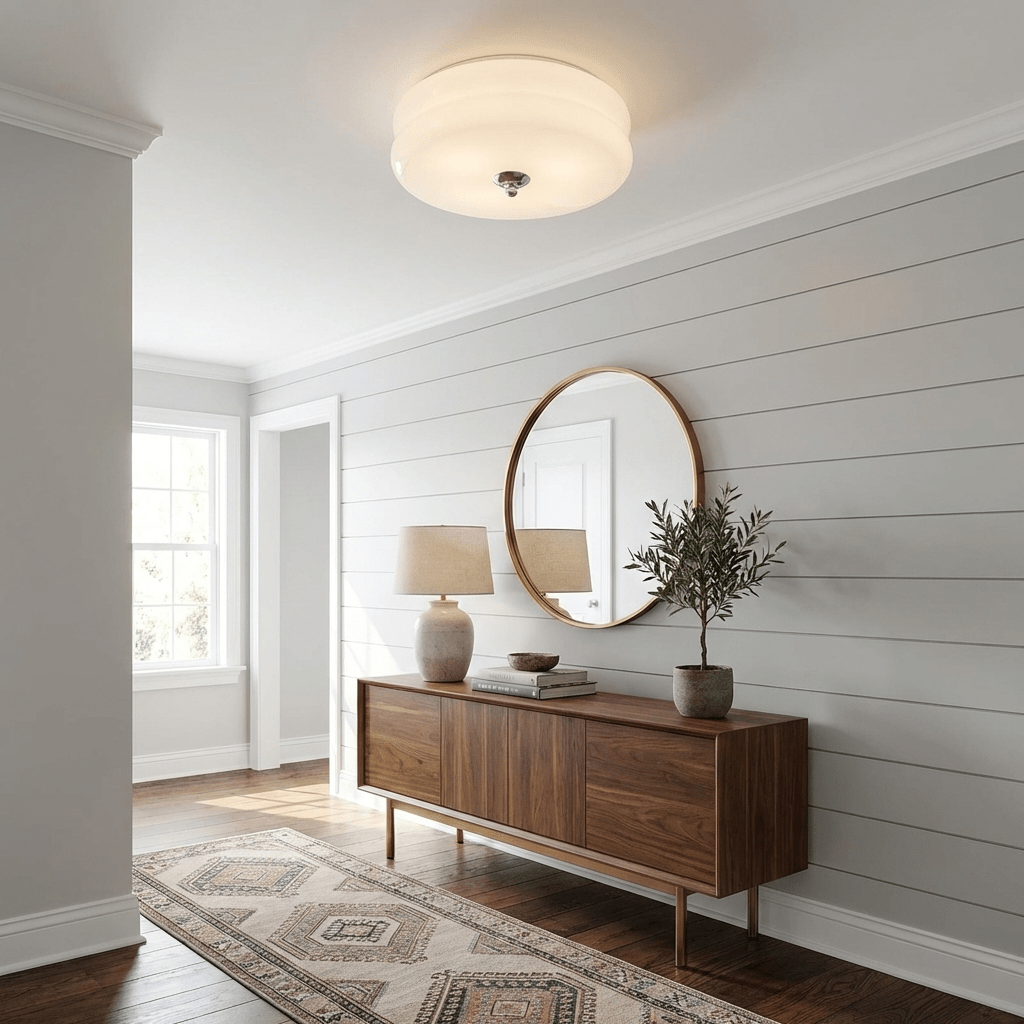 Aria Ribbed Glass Flush Ceiling Light