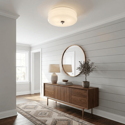Aria Ribbed Glass Flush Ceiling Light