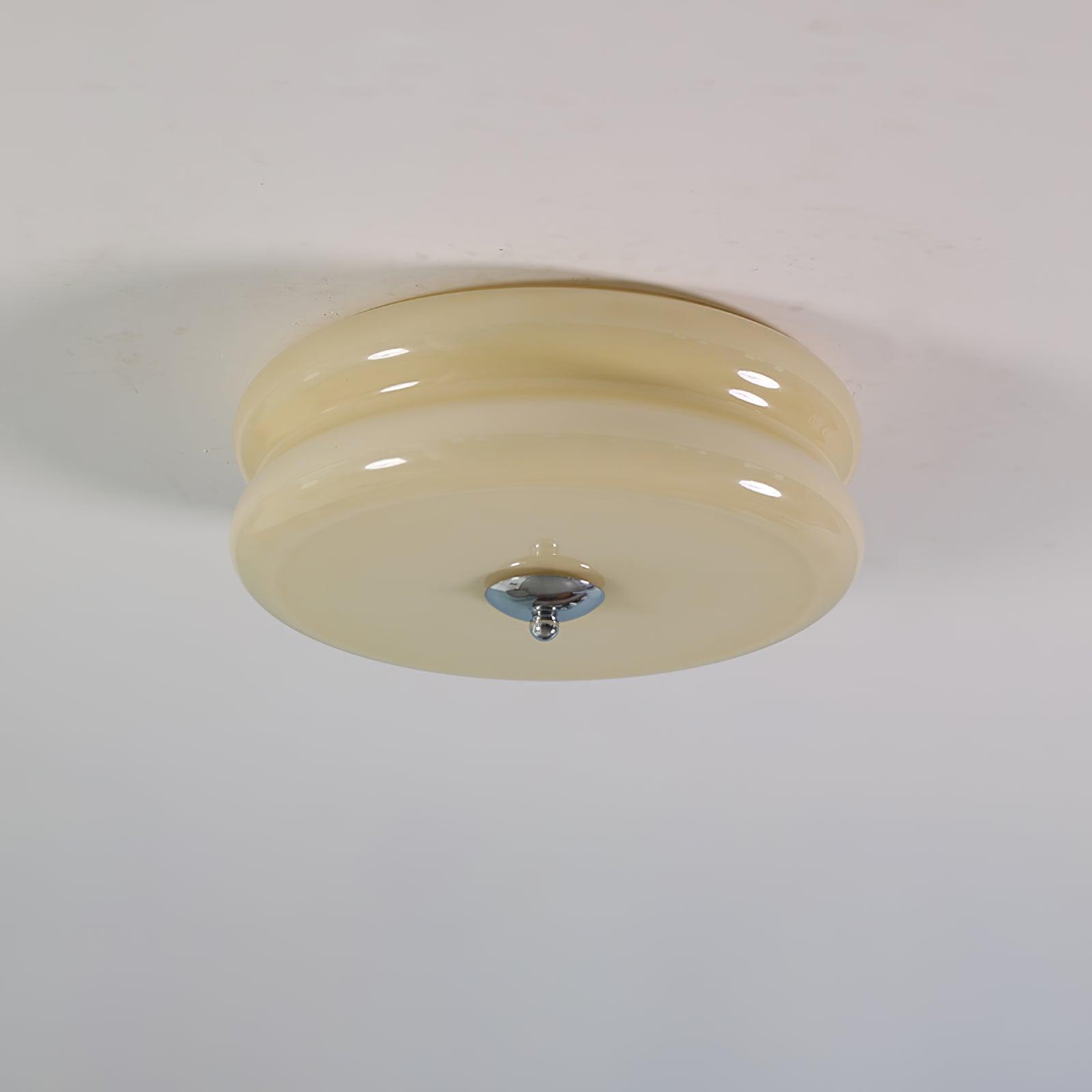 Aria Ribbed Glass Flush Ceiling Light