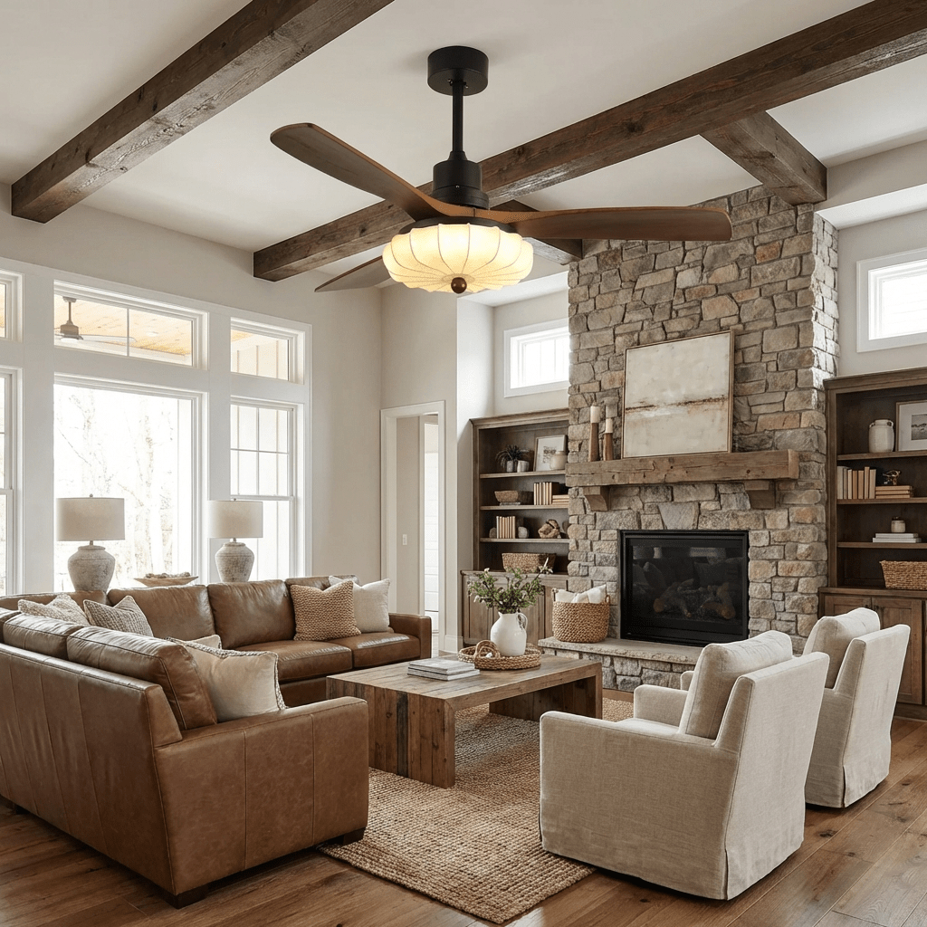 Fiore Wood Blade Ceiling Fan Light