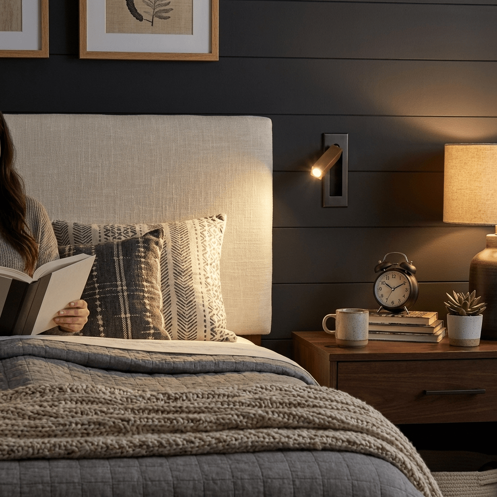 Fold Recessed Bedside Reading Light