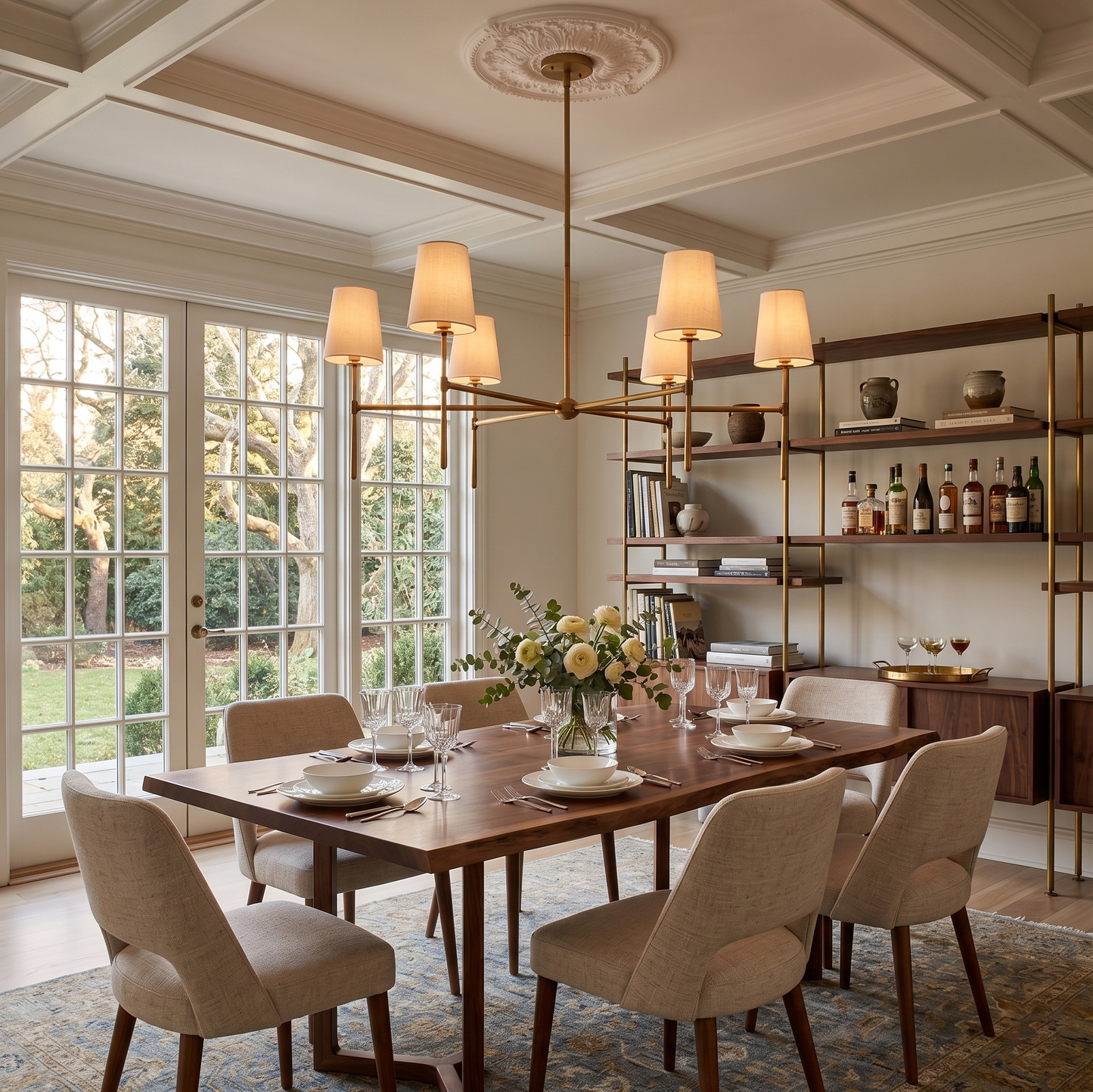 Torcia Brass and Linen Chandelier