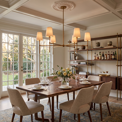 Torcia Brass and Linen Chandelier