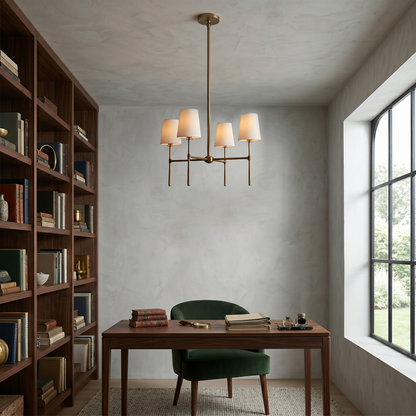 Torcia Brass and Linen Chandelier