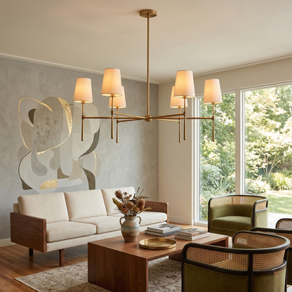 Torcia Brass and Linen Chandelier