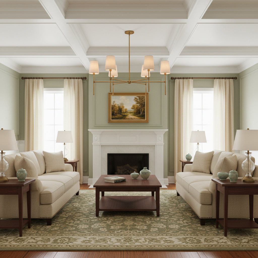 Torcia Brass and Linen Chandelier