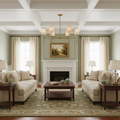 Torcia Brass and Linen Chandelier