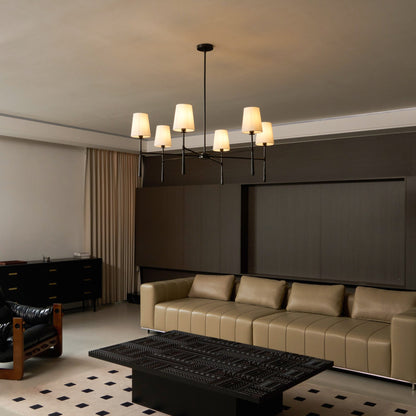 Torcia Brass and Linen Chandelier