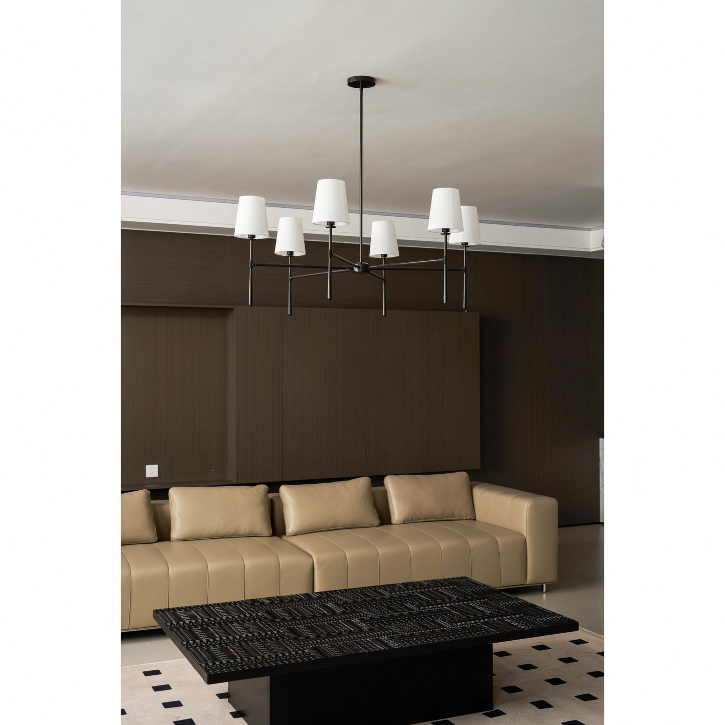 Torcia Brass and Linen Chandelier