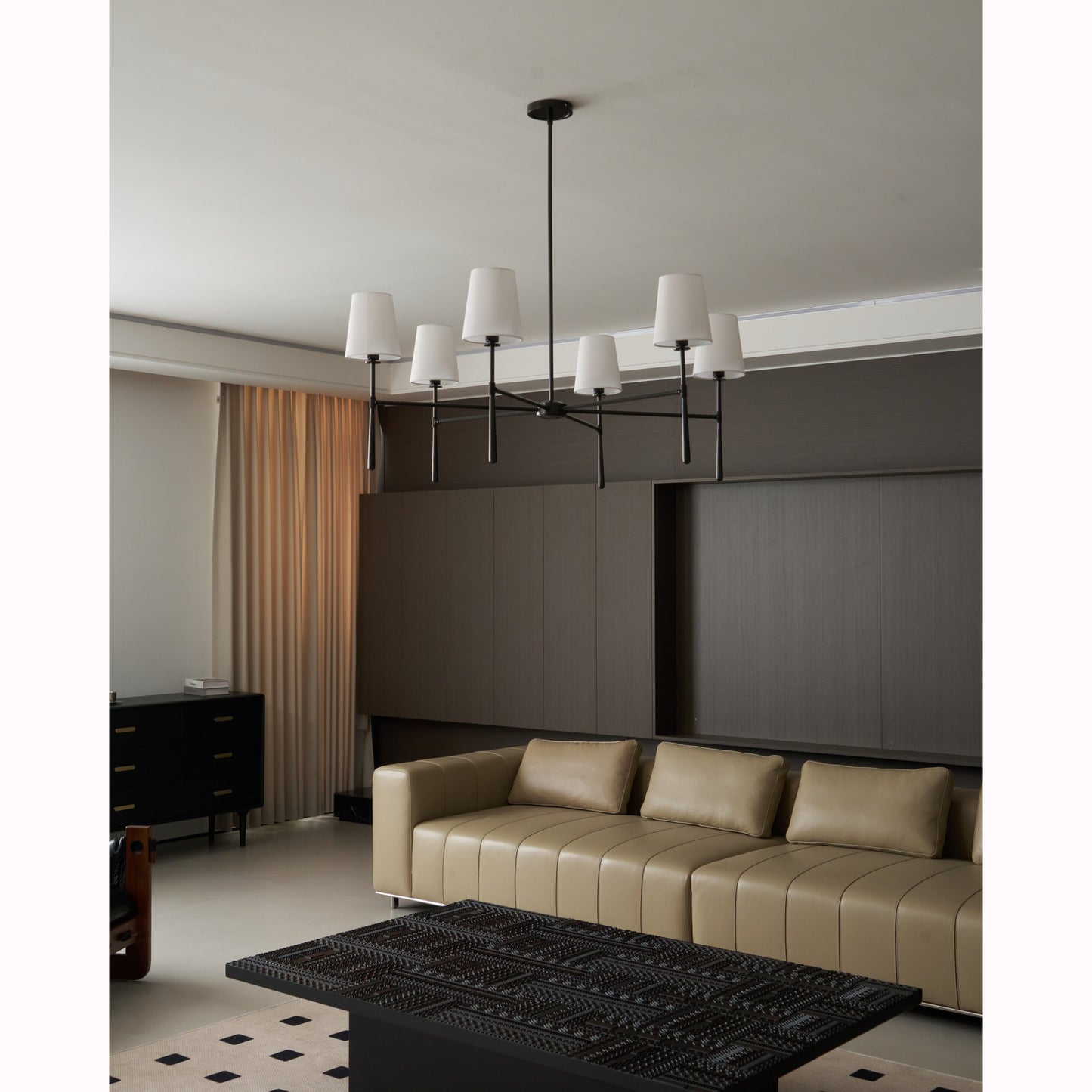 Torcia Brass and Linen Chandelier
