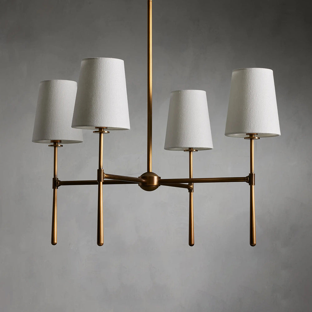 Torcia Brass and Linen Chandelier