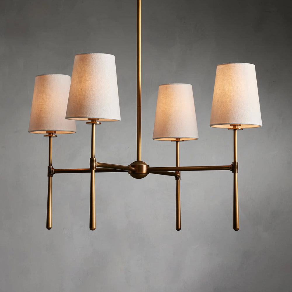 Torcia Brass and Linen Chandelier