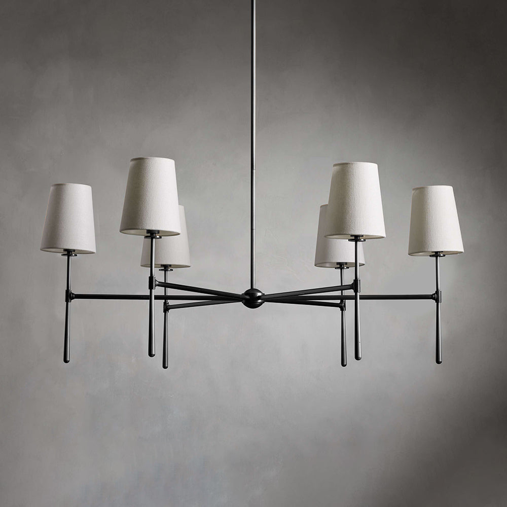 Torcia Brass and Linen Chandelier