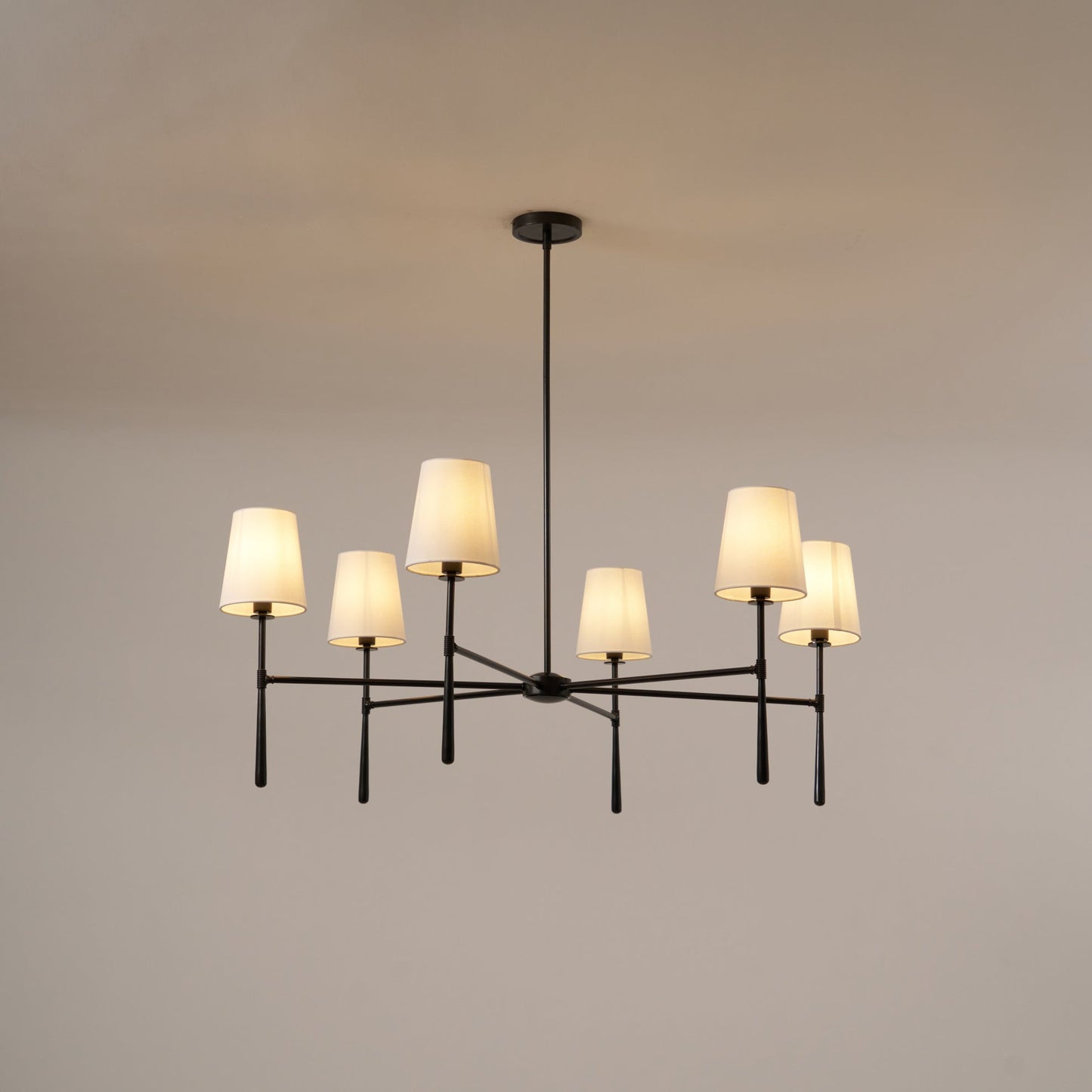 Torcia Brass and Linen Chandelier