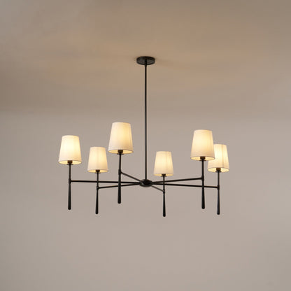 Torcia Brass and Linen Chandelier