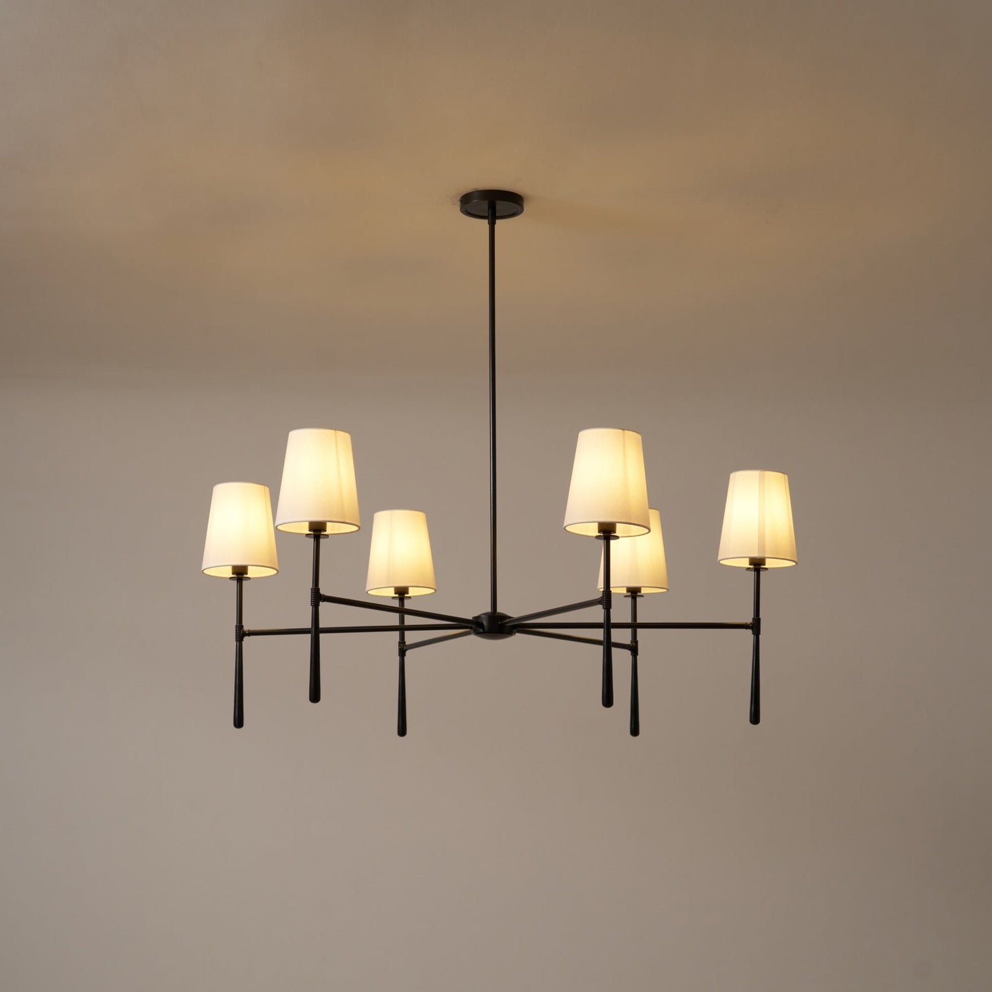 Torcia Brass and Linen Chandelier