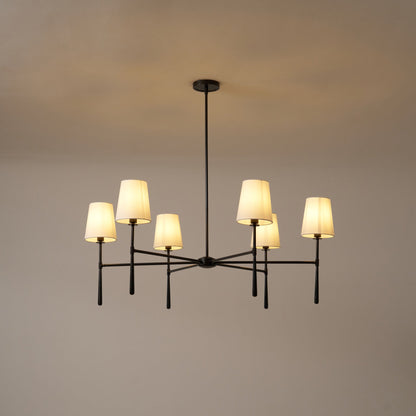 Torcia Brass and Linen Chandelier