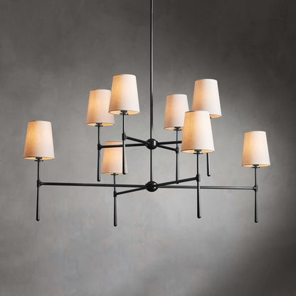 Torcia Brass and Linen Chandelier