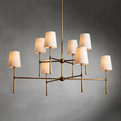 Torcia Brass and Linen Chandelier