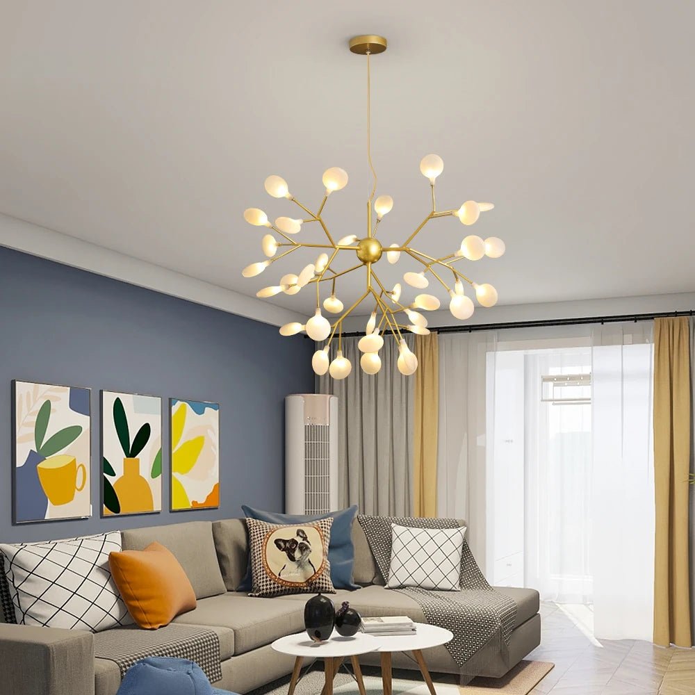 Nordic Firefly LED Chandelier – Modern Gold Ceiling Pendant Light - Nuovo Luxury - 