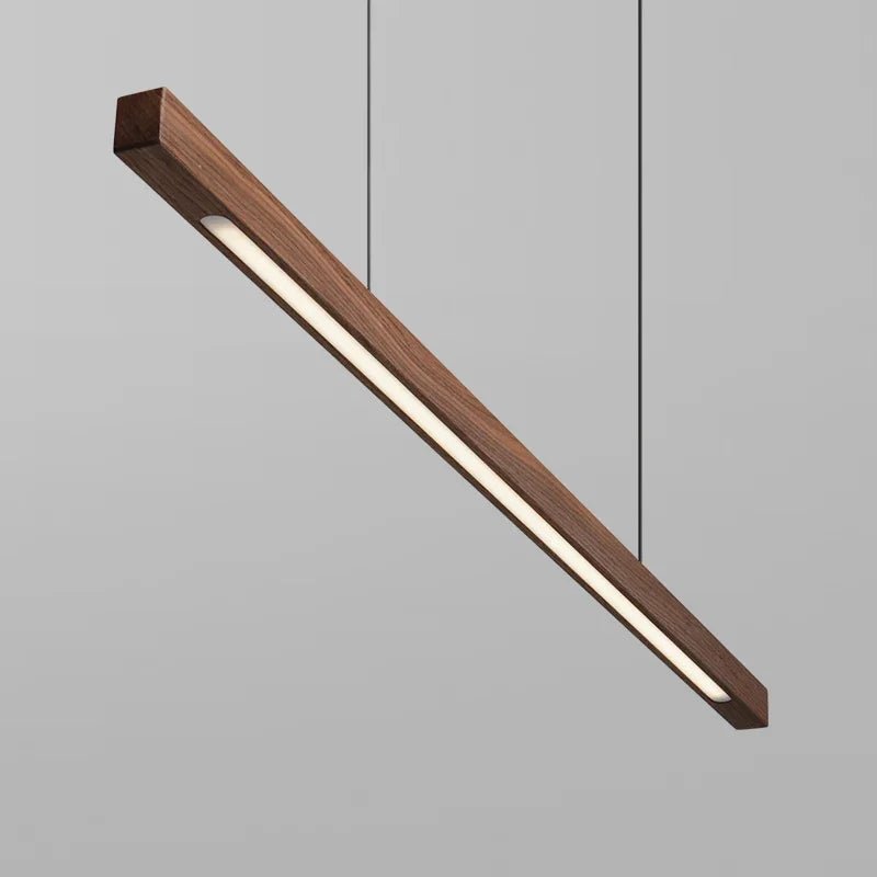 Nordic Timber Line LED Pendant Light – Modern Wooden Linear Hanging Lamp - Nuovo Luxury - 