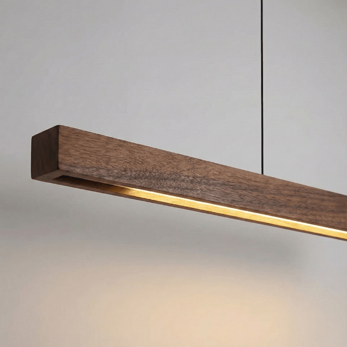 Nordic Timber Line LED Pendant Light – Modern Wooden Linear Hanging Lamp - Nuovo Luxury - 