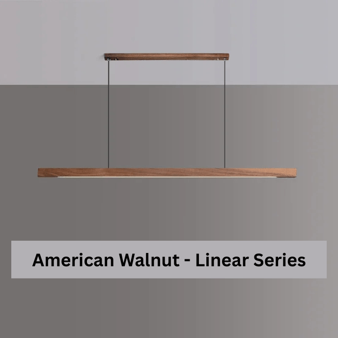 Pine 150cm linear pendant light, overhead kitchen island lifestyle photo