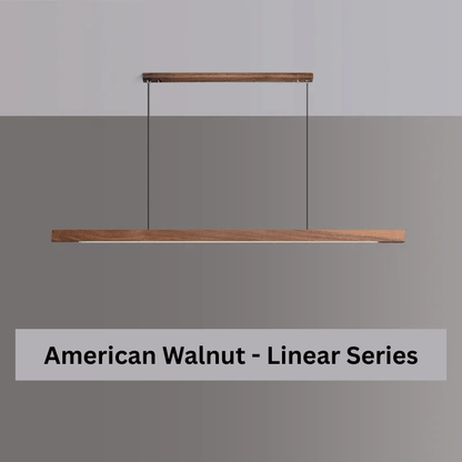 Pine 150cm linear pendant light, overhead kitchen island lifestyle photo