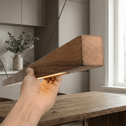 Walnut studio series 150cm pendant light, product shot on white