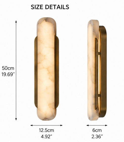 Ovale wall sconce size comparison showing the 25cm and 50cm heights