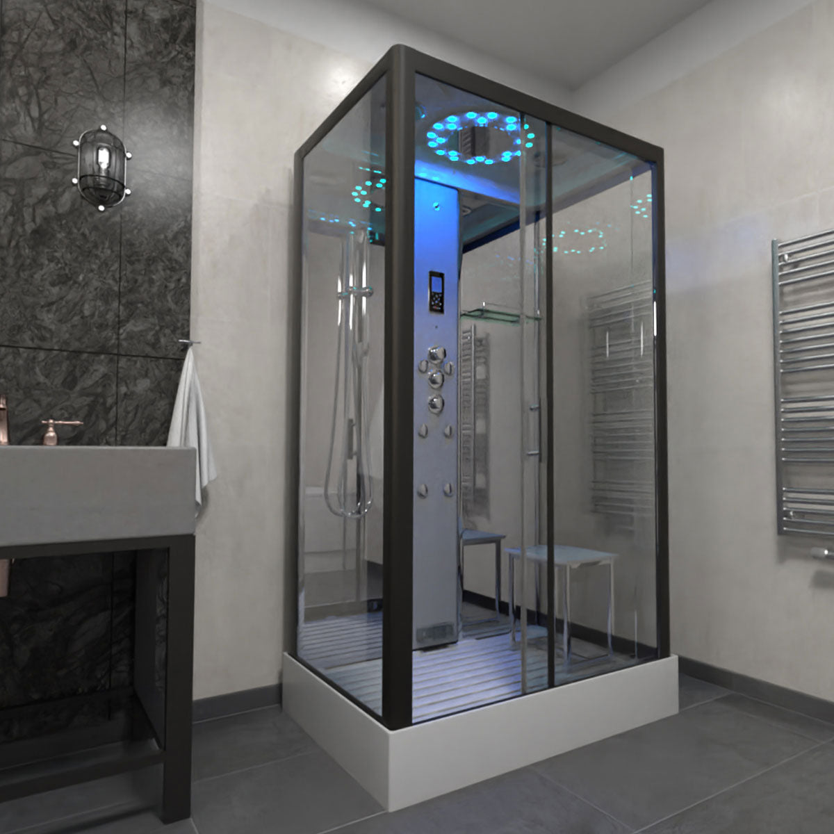 Insignia Platinum Steam Shower 1050x850mm - Black Frame