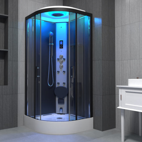 Insignia Premium Steam Shower 800x800mm - Black Frame/Clear Glass