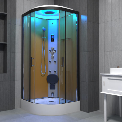 Insignia Premium Steam Shower 800x800mm - Black Frame/Clear Glass