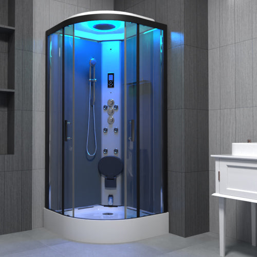 Insignia Premium Steam Shower 800x800mm - Black Frame/Clear Glass
