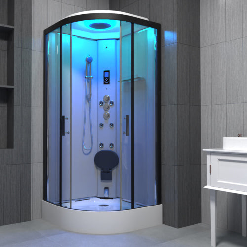 Insignia Premium Steam Shower 800x800mm - Black Frame/Clear Glass