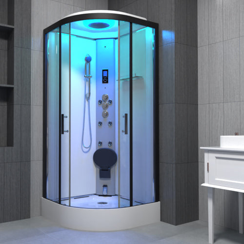 Insignia Premium Steam Shower 800x800mm - Black Frame/Clear Glass
