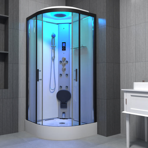 Insignia Premium Steam Shower 800x800mm - Black Frame/Clear Glass