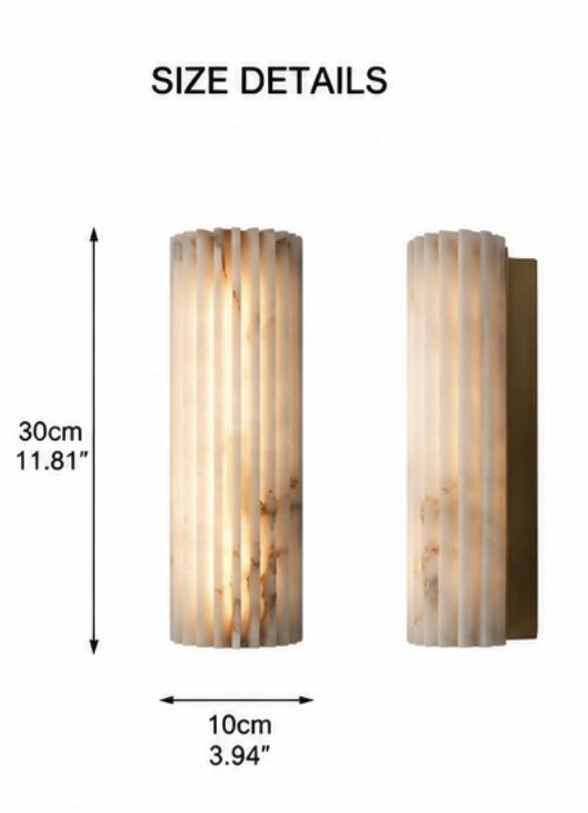 Puro alabaster wall sconce mounted beside a bed as a bedside wall light