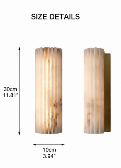 Puro alabaster wall sconce mounted beside a bed as a bedside wall light