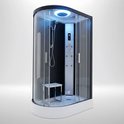 Premium steam shower 1100x700mm black frame with black matte back wall