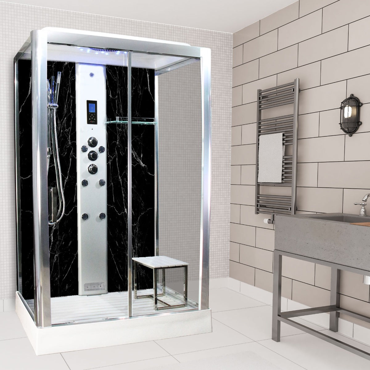 Insignia Rectangular Steam Shower - Black Marble