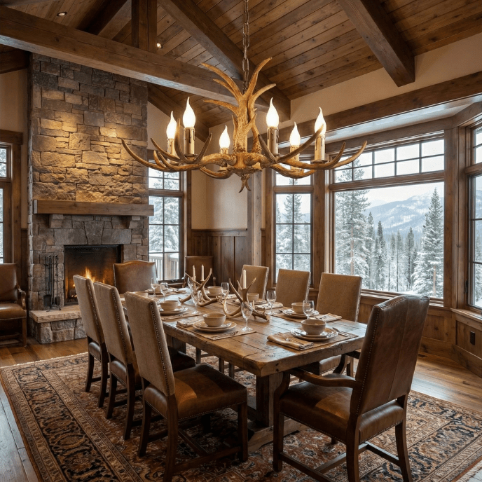 Rustic Antler Chandelier – 6 - Light Resin Deer Horn Pendant - Nuovo Luxury - 