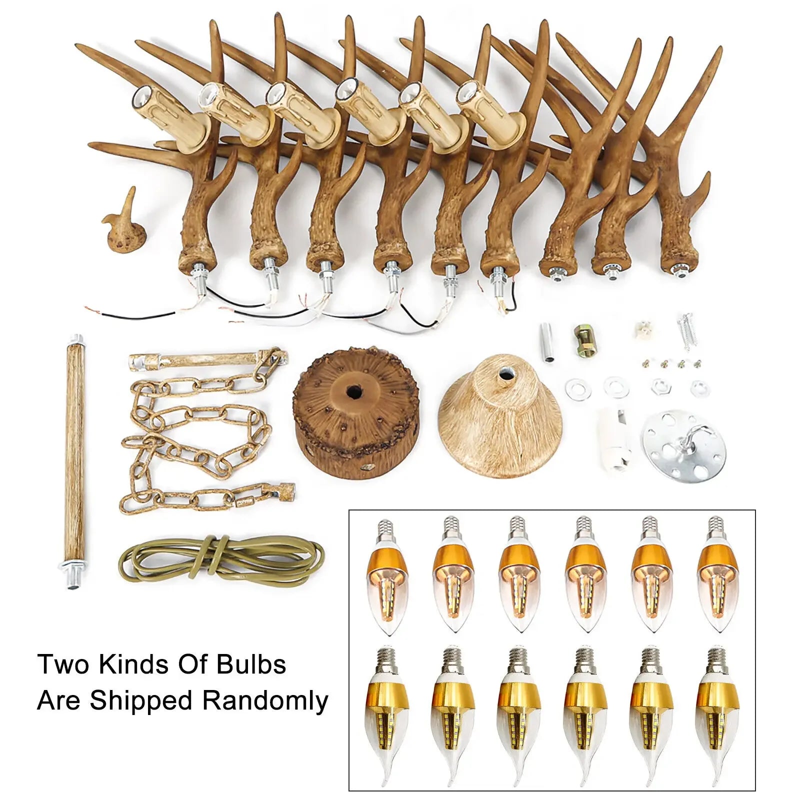 Rustic Antler Chandelier – 6 - Light Resin Deer Horn Pendant - Nuovo Luxury - 