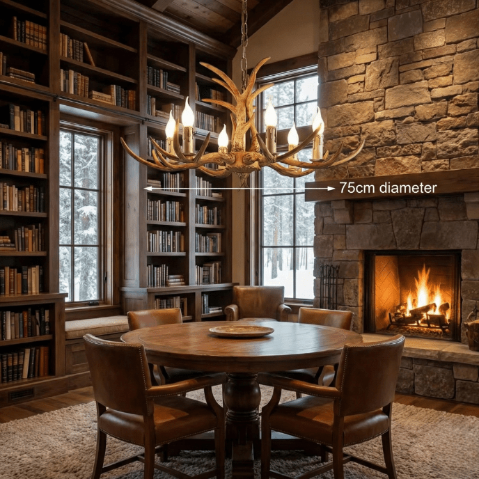 Rustic Antler Chandelier – 6 - Light Resin Deer Horn Pendant - Nuovo Luxury - 