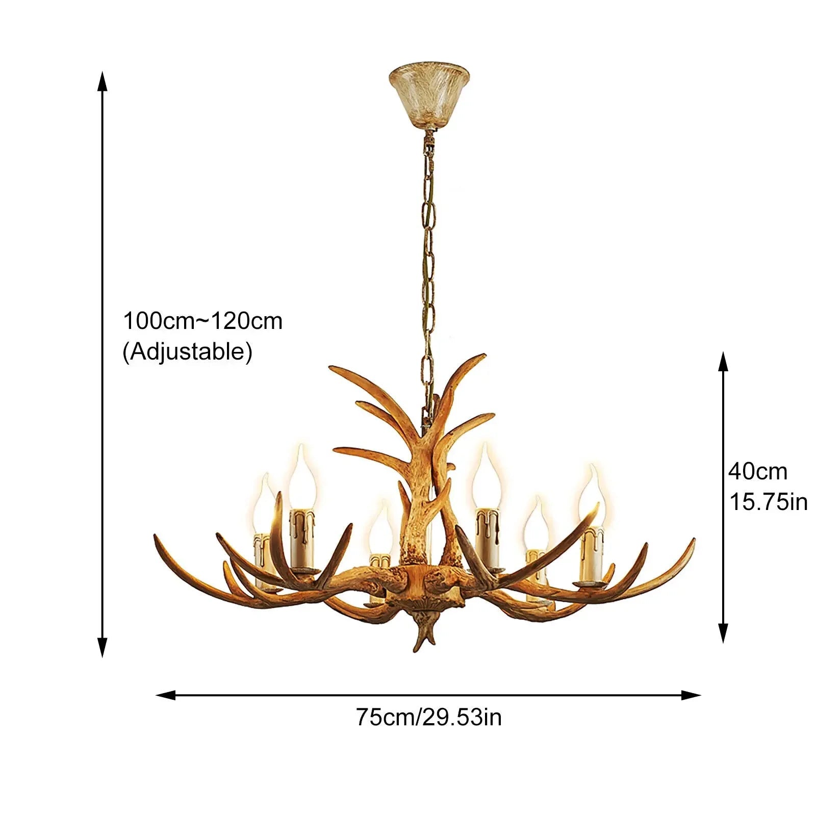 Rustic Antler Chandelier – 6 - Light Resin Deer Horn Pendant - Nuovo Luxury - 