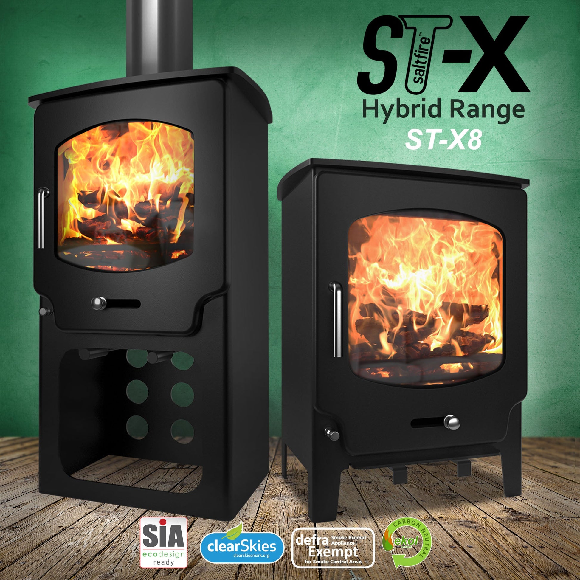 Saltfire ST - X8 Wood Burning & Multi - Fuel Stove - Nuovo Luxury - Wood Stoves