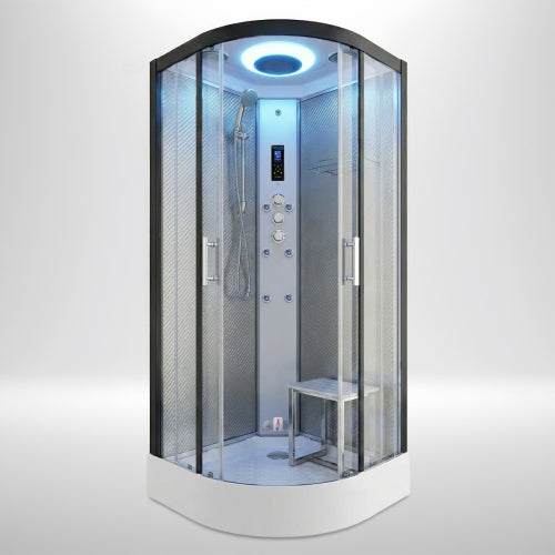 Premium Steam Shower 800x800mm - Black Frame / Clear Glass