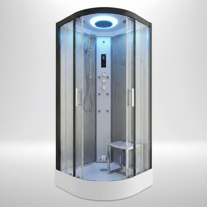 Premium Steam Shower 800x800mm - Black Frame / Clear Glass