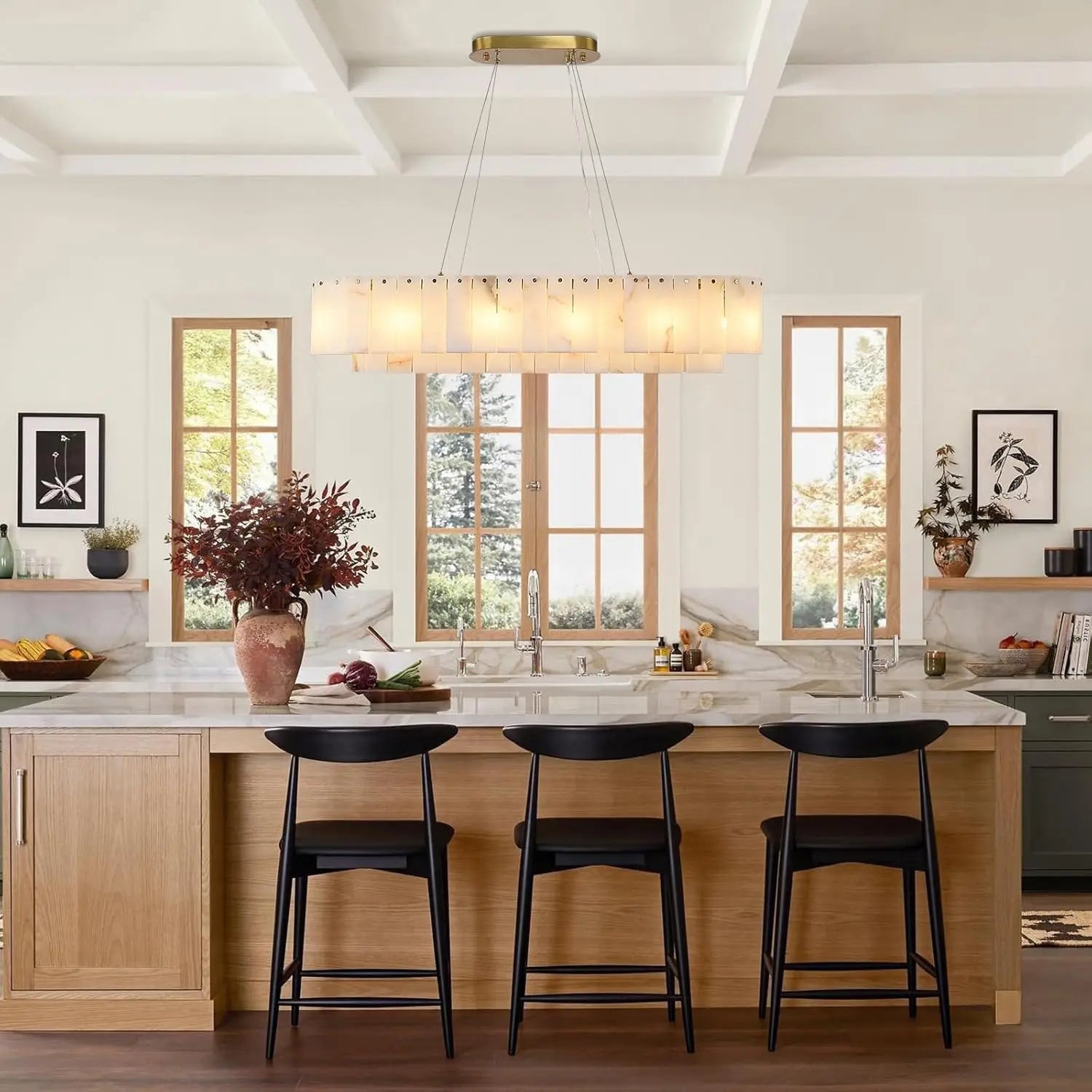 The Seville Alabaster Stone Chandelier – Tiered & Linear Series - Nuovo Luxury - Lighting