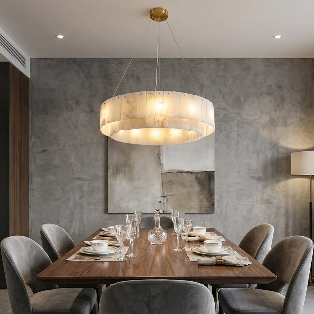 The Seville Alabaster Stone Chandelier – Tiered & Linear Series - Nuovo Luxury - Lighting